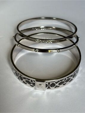 Coach silver bangle bracelet trio of 3